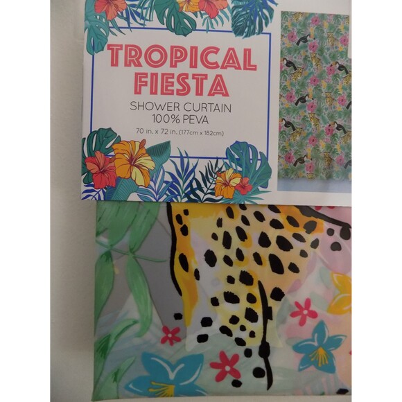 NEW Tropical Fiesta Tucan Leopards Tropical Jungle Shower Curtain 100% PEVA - Picture 2 of 4